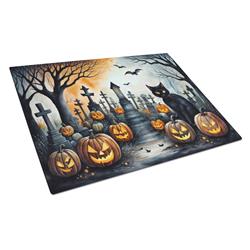 DAC2224LCB 15 x 12 in. Unisex Black Cat Spooky Halloween Glass Cutting Board - Large