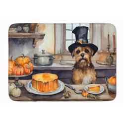 19 x 27 in. Unisex Border Terrier Fall Kitchen Pumpkins Memory Foam Kitchen Mat