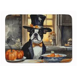 19 x 27 in. Unisex Boston Terrier Fall Kitchen Pumpkins Memory Foam Kitchen Mat