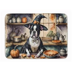19 x 27 in. Unisex Boston Terrier Fall Kitchen Pumpkins Memory Foam Kitchen Mat