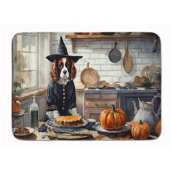 19 x 27 in. Unisex Cavalier Spaniel Fall Kitchen Pumpkins Memory Foam Kitchen Mat