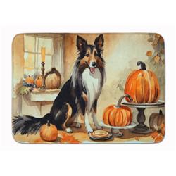 19 x 27 in. Unisex Collie Fall Kitchen Pumpkins Memory Foam Kitchen Mat