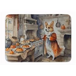 19 x 27 in. Unisex Corgi Fall Kitchen Pumpkins Memory Foam Kitchen Mat