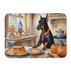 19 x 27 in. Unisex Doberman Pinscher Fall Kitchen Pumpkins Memory Foam Kitchen Mat