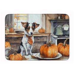 19 x 27 in. Unisex Jack Russell Terrier Fall Kitchen Pumpkins Memory Foam Kitchen Mat