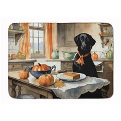 19 x 27 in. Unisex Black Lab Fall Kitchen Pumpkins Memory Foam Kitchen Mat