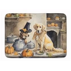 19 x 27 in. Unisex Yellow Lab Fall Kitchen Pumpkins Memory Foam Kitchen Mat