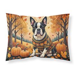 20.5 x 30 in. Unisex Boston Terrier Fall Fabric Standard Pillowcase