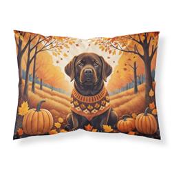 DAC1055PILLOWCASE 20.5 x 30 in. Unisex Chocolate Labrador Retriever Fall Fabric Standard Pillowcase