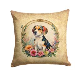 18 x 18 in. Unisex Beagle & Flowers Fabric Decorative Pillow