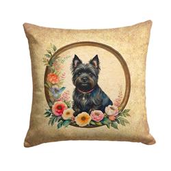 18 x 18 in. Unisex Cairn Terrier & Flowers Fabric Decorative Pillow