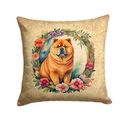 18 x 18 in. Unisex Chow Chow & Flowers Fabric Decorative Pillow