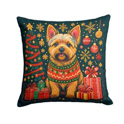18 x 18 in. Unisex Norwich Terrier Christmas Fabric Decorative Pillow