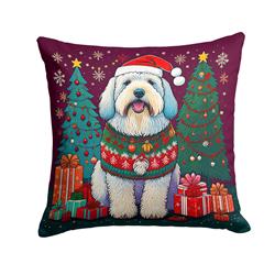 DAC1140PW1818 18 x 18 in. Unisex Old English Sheepdog Christmas Fabric Decorative Pillow