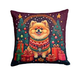 18 x 18 in. Unisex Pomeranian Christmas Fabric Decorative Pillow