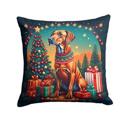 18 x 18 in. Unisex Rhodesian Ridgeback Christmas Fabric Decorative Pillow