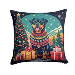 18 x 18 in. Unisex Rottweiler Christmas Fabric Decorative Pillow