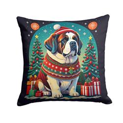 18 x 18 in. Unisex Saint Bernard Christmas Fabric Decorative Pillow
