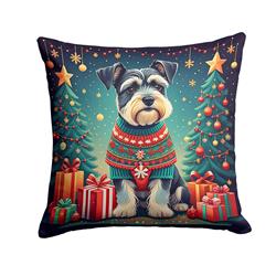 18 x 18 in. Unisex Schnauzer Christmas Fabric Decorative Pillow