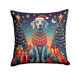 18 x 18 in. Unisex Weimaraner Christmas Fabric Decorative Pillow
