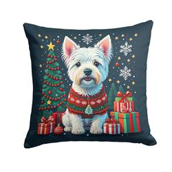 18 x 18 in. Unisex Westie Christmas Fabric Decorative Pillow