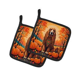 DAC1002PTHD 7.5 x 7.5 in. Unisex Afghan Hound Fall Pair of Pot Holders