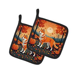 DAC1004PTHD 7.5 x 7.5 in. Unisex Akita Fall Pair of Pot Holders