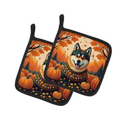 DAC1005PTHD 7.5 x 7.5 in. Unisex Akita Fall Pair of Pot Holders