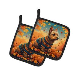 DAC1010PTHD 7.5 x 7.5 in. Unisex Australian Terrier Terrier Fall Pair of Pot Holders