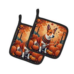 DAC1011PTHD 7.5 x 7.5 in. Unisex Red Basenji Fall Pair of Pot Holders