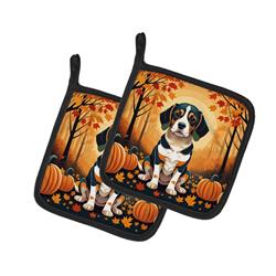 7.5 x 7.5 in. Unisex Beagle Fall Pair of Pot Holders