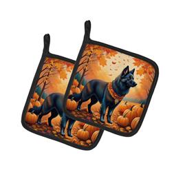 DAC1017PTHD 7.5 x 7.5 in. Unisex Belgian Sheepdog Fall Pair of Pot Holders