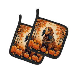 DAC1021PTHD 7.5 x 7.5 in. Unisex Bloodhound Fall Pair of Pot Holders