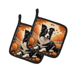 DAC1022PTHD 7.5 x 7.5 in. Unisex Border Collie Fall Pair of Pot Holders