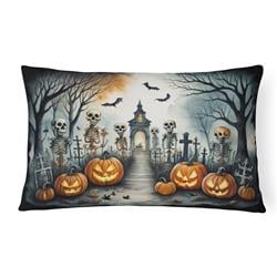 16 x 12 in. Unisex Skeleton Spooky Halloween Fabric Decorative Pillow