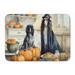 19 x 27 in. Unisex Afghan Hound Fall Kitchen Pumpkins Memory Foam Kitchen Mat