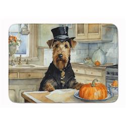 19 x 27 in. Unisex Airedale Terrier Fall Kitchen Pumpkins Memory Foam Kitchen Mat