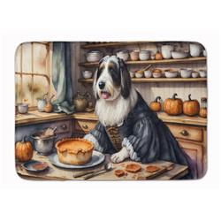 19 x 27 in. Unisex Bearded Collie Fall Kitchen Pumpkins Memory Foam Kitchen Mat