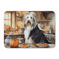 19 x 27 in. Unisex Bearded Collie Fall Kitchen Pumpkins Memory Foam Kitchen Mat