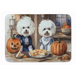 19 x 27 in. Unisex Bichon Frise Fall Kitchen Pumpkins Memory Foam Kitchen Mat