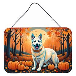 12 x 8 in. Unisex White German Shepherd Fall Wall or Door Hanging Prints
