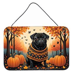 12 x 8 in. Unisex Black Pug Fall Wall or Door Hanging Prints