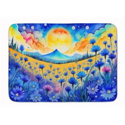 19 x 27 in. Unisex Blue Cornflowers in Color Memory Foam Kitchen Mat