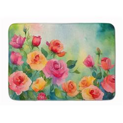 19 x 27 in. Unisex Rose in Watercolor Memory Foam Kitchen Mat