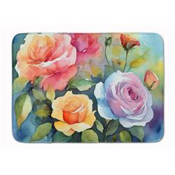 19 x 27 in. Unisex Rose in Watercolor Memory Foam Kitchen Mat
