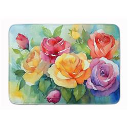 19 x 27 in. Unisex Rose in Watercolor Memory Foam Kitchen Mat