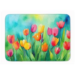 19 x 27 in. Unisex Tulips in Watercolor Memory Foam Kitchen Mat