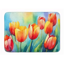 19 x 27 in. Unisex Tulips in Watercolor Memory Foam Kitchen Mat