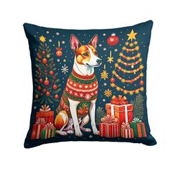 18 x 18 in. Unisex Basenji Christmas Fabric Decorative Pillow