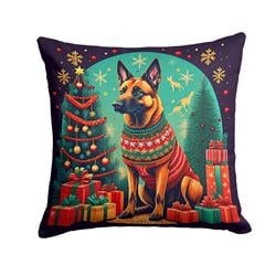 18 x 18 in. Unisex Belgian Malinois Christmas Fabric Decorative Pillow